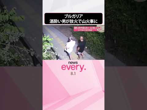【ブルガリア】酒酔い男が何度も放火…山火事に カメラ捉えた犯行の瞬間『世界のミダシ』 #shorts