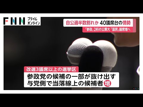 自民・公明40議席台の情勢　比例で議席減らし参院全体で過半数を割り込む公算【参院選2025】