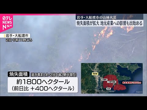 【大船渡市の山林火災】焼失面積さらに拡大 地元産業へも影響