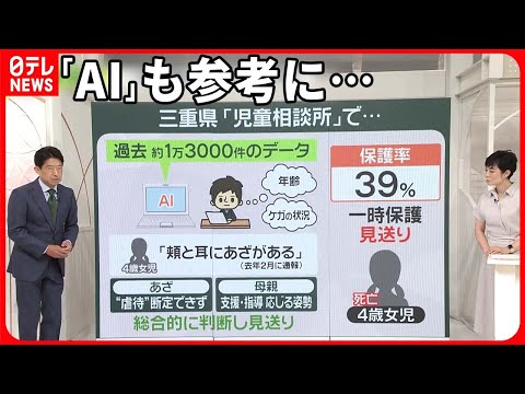 【AI活用】虐待疑いもAI「保護率39％」…三重の4歳が死亡 児相での活用は？