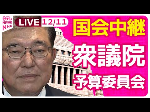 【国会中継】『衆議院・予算委員会』チャットで語ろう！ ──政治ニュースライブ［2024年12月11日午前］（日テレNEWS LIVE）