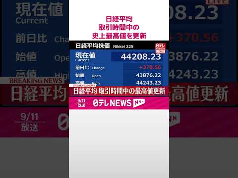 【速報】日経平均 取引時間中の史上最高値を更新 #shorts