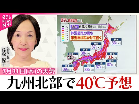 【31日の天気】九州北部で40度予想 体温超えの暑さ、来週半ばにかけ続く見込み