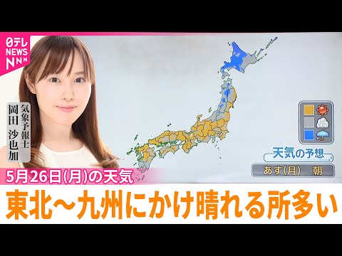【天気】東北～九州にかけ晴れる所多い 関東甲信は午後…内陸中心にわか雨も