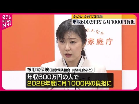 【「子ども・子育て支援金」】年収600万円なら月1000円負担 被用者保険での年収別負担額を発表