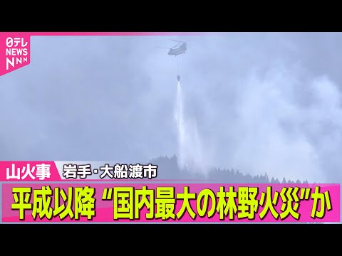 【山火事】大船渡市の山火事“国内最大の林野火災”か…消火活動続く/大月市の山火事、消火活動再開も火の勢い衰えず　山梨──ニュースライブ（日テレNEWS LIVE）