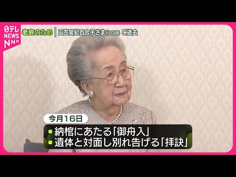 【三笠宮妃百合子さまご逝去】老衰のため…101歳