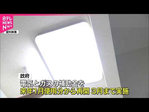 【電気・ガス補助金】来年1～3月使用分に限り再開へ ガソリン補助金も12月から継続決める