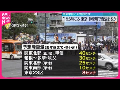 【交通障害に警戒を】関東甲信、数年に一度の大雪の恐れ