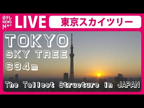 【ライブカメラ】東京スカイツリー &quot;TOKYO SKY TREE&quot; 634m The TALLEST Free-Standing Radio Tower（日テレNEWS LIVE）