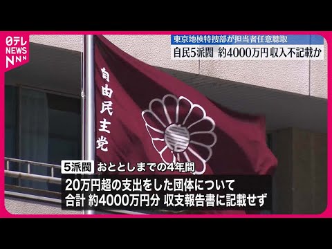 【自民5派閥の政治団体】収入約4000万円を収支報告書に不記載として告発状　東京地検特捜部が担当者へ任意聴取