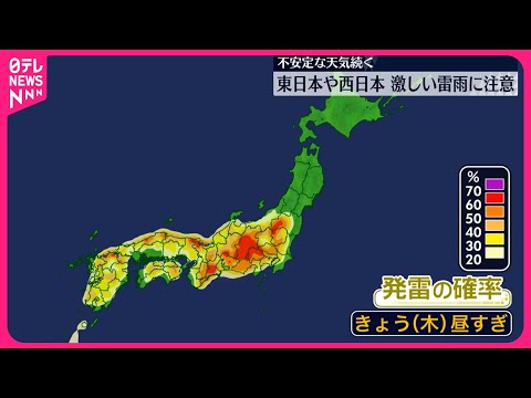 【不安定な天気】東・西日本で激しい雷雨に注意を 台風10号は週明け日本付近接近のおそれ