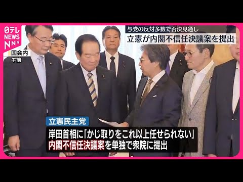 【内閣不信任決議案】立憲民主党が提出 与党の反対多数で否決の見通し