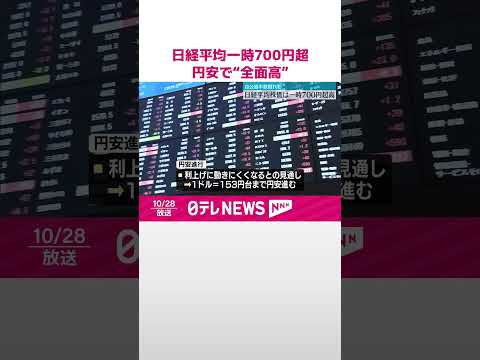 【日経平均】上げ幅一時700円超 円安受け…ほぼ全面高 #shorts